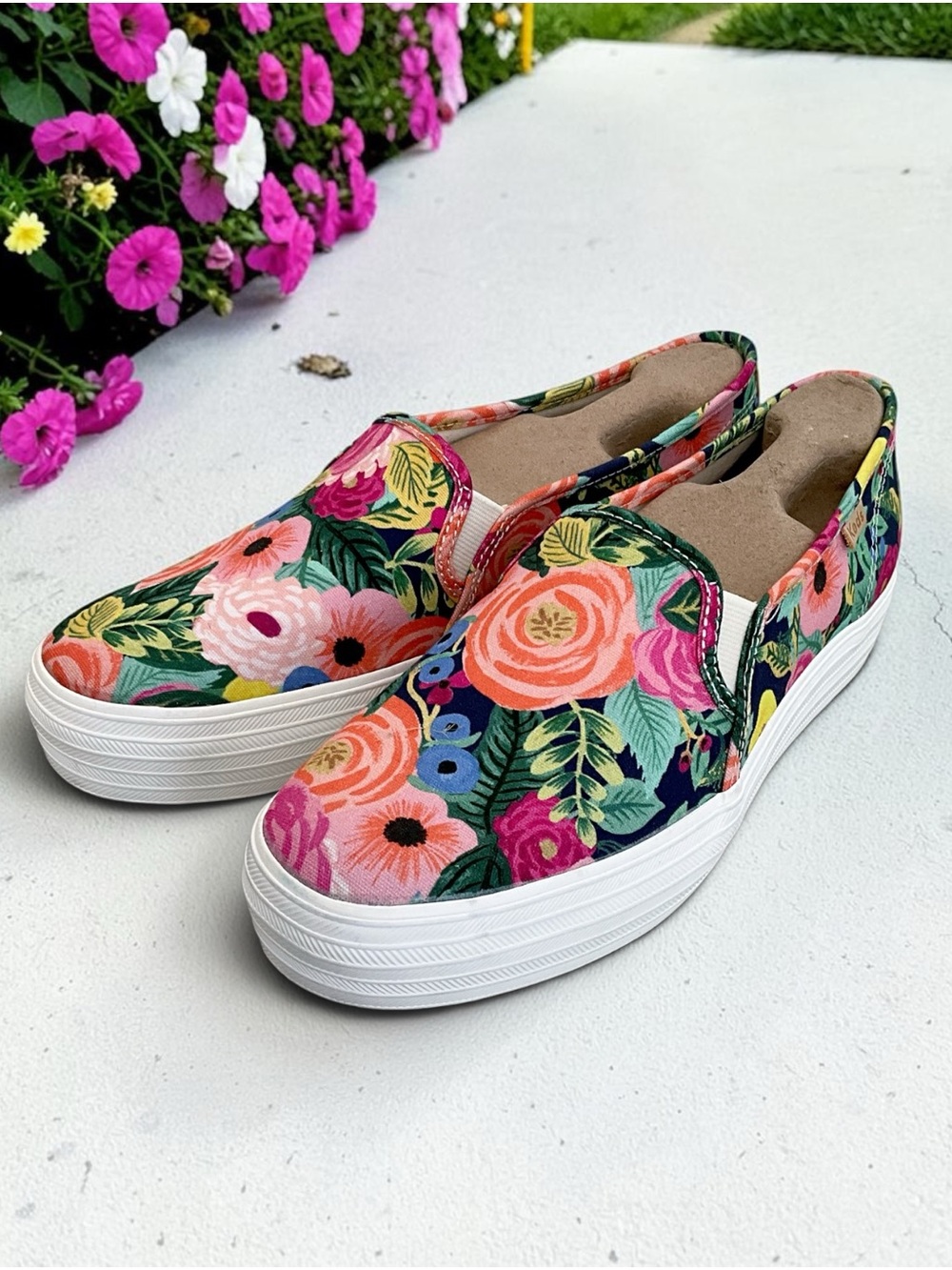 KEDS Rifle Paper Co Floral Platform Slipon Sneakers, Size 8.5
